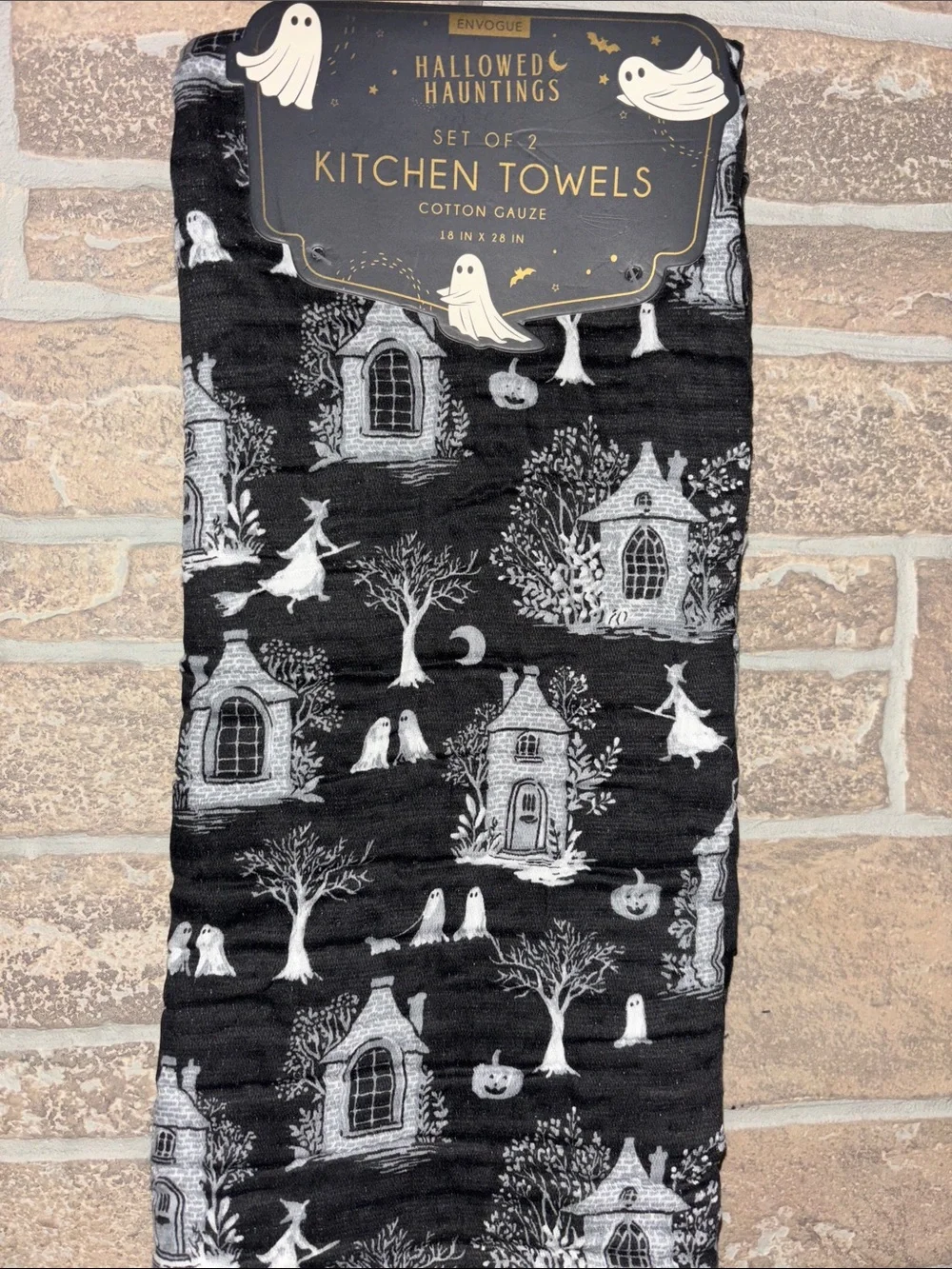 Envogue Black and White Halloween Kitchen Towels - Set of 2